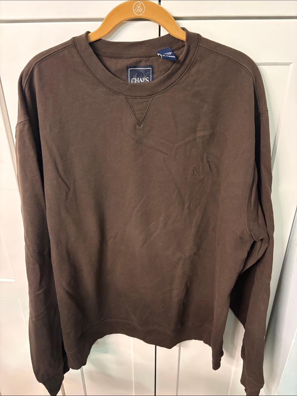 Chaps Men’s Dark Brown Crewneck Pullover Sweatshirt